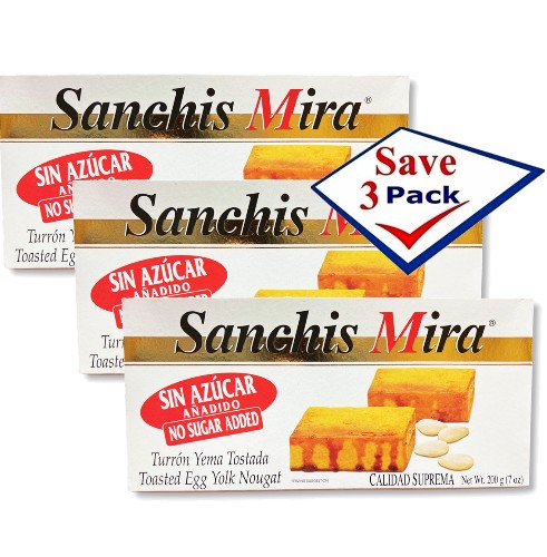 Turron de Yema Tostada  NO SUGAR ADDED by Sanchis Mira Pack of 3