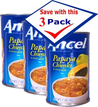 Ancel Papaya Chunks in Heavy Syrup 17 Oz Pack of 3