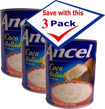 Ancel grated coconut in syrup. 34 oz Pack of 3