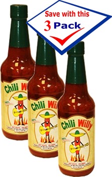Chili Willy Hot Sauce from Belize. 10 oz Pack of 3
