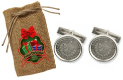 Silver Cufflinks with Original Silver 1949 Cuban Coin in a Gift Bag