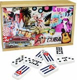 Cuban Dominoes set double 9 . Art deco box