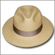 Elegant Look Panama Hat with  Band in Brown Leather