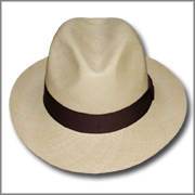 Classic Panama Hat with Band in Camel Leather