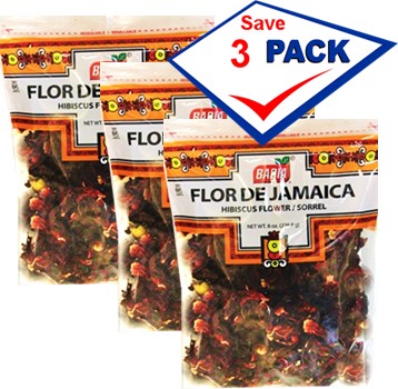 Flor De Jamaica / Hibiscus Flower . Sorrel 8 Oz Pack of 3