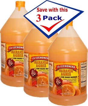 La Lechonera Sour Orange. 1 gallon container Pack of 3
