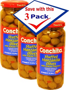 Conchita stuffed imported Spanish olives  7 Onz Pack of 3