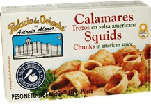 Palacio De Oriente Squids Chunks in  American Sauce.  4 oz. From Spain.