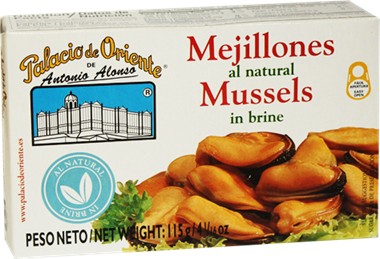 Palacio De Oriente mussels in brine 4 oz..  From Spain