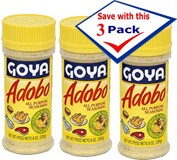 Adobo Goya Seasoning With Pepper and Lemon. 8 oz Pack of 3