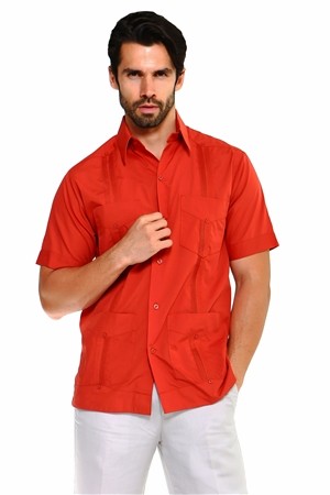 Cuban Style Guayabera Shirt for Men, Traditional Cut -Short Sleeve ...