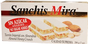 Turron de Alicante (Imperial)l  NO SUGAR ADDED  by Sanchis Mira. 7 oz. Imported from Spain