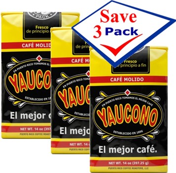 Yaucono Ground Coffee 14 oz Pack of 3