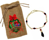 Azabache Bracelet in a Decorated Mini Jute Bag.