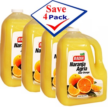 Badia Sour Orange. 1 Gallon Pack of 4