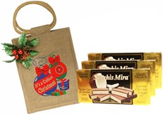 Turron De Coco Al Chocolate By Sanchis 7 oz. in a Beautiful Jute Bag. Pack of 3