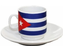 Demitasse Set Of 6 Cups and 6 Saucers With Cuban Flag.