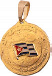 Gold Filled Cuban Medal Pendant. Great Desing With Cuban Flag