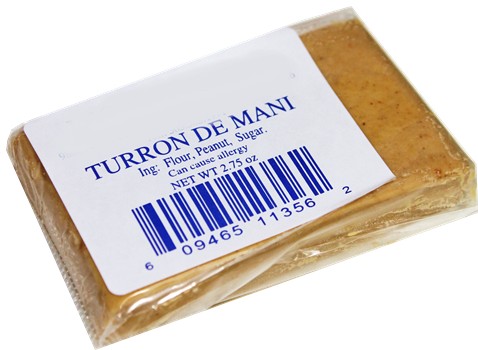 Turrón de Maní. Peanut  Nougat. One piece individually Wrapped  1 oz each