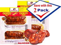 Chorizos Palacios imported from Spain. 6.05 oz. 4 pieces. Pack of 2