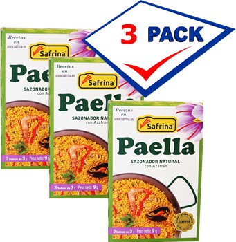 Paella seasoning, all natural, imported from Spain 3 envelopes of 3 gr each Pack of 3