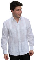 Cuban Style Guayabera Shirt for Men, Traditional Cut -Long Sleeve ...
